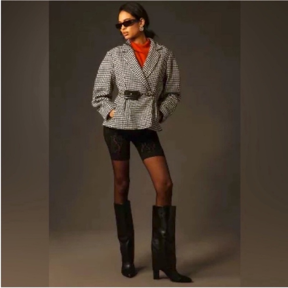 Anthropology Maeve Houndstooth Peplum Jacket size Medium - Picture 2 of 11